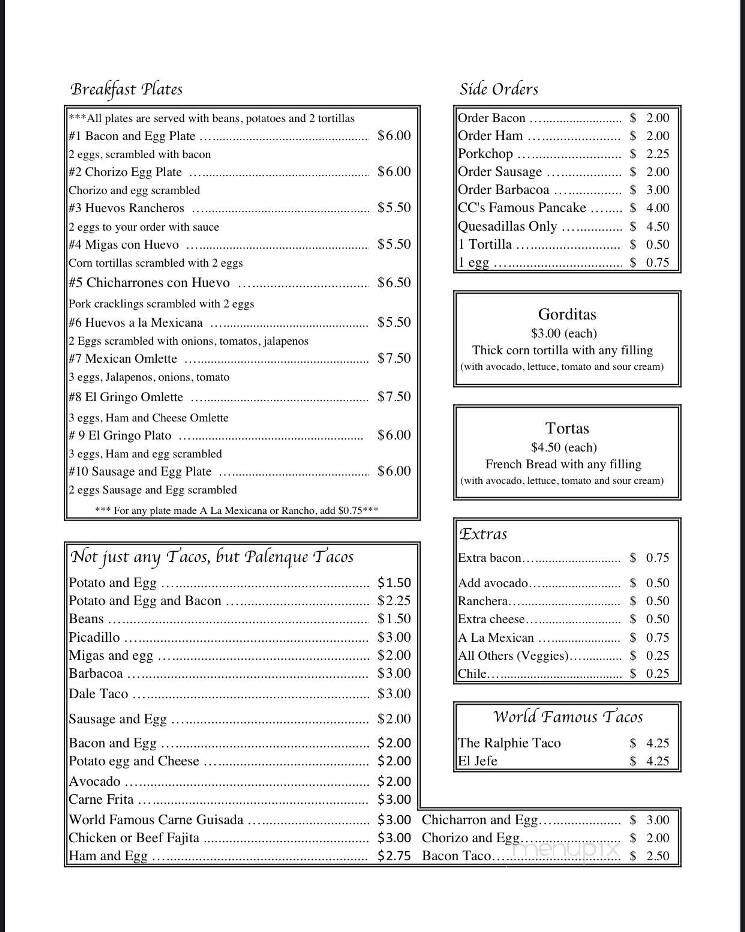 El Palenque Restaurant - Corpus Christi, TX menu_pic