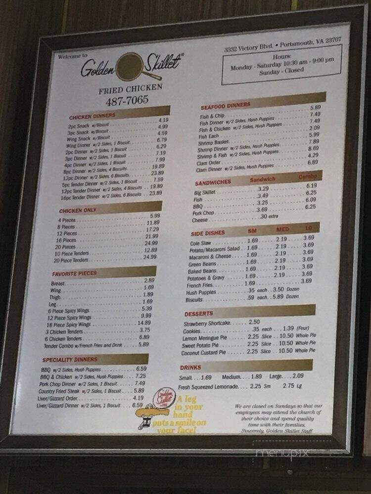 Golden Skillet Chicken - Portsmouth, VA menu_pic