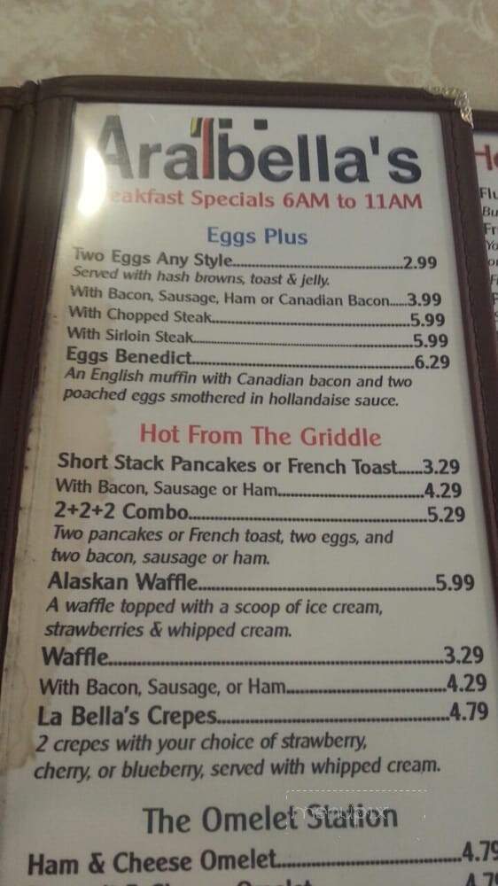 Arabella's Family Restaurant - Sheboygan, WI menu_pic