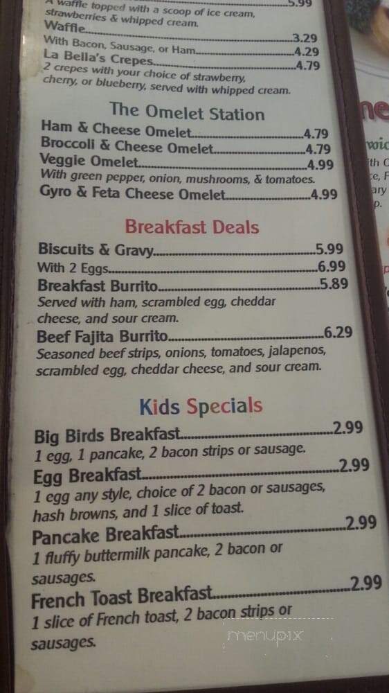 Arabella's Family Restaurant - Sheboygan, WI menu_pic