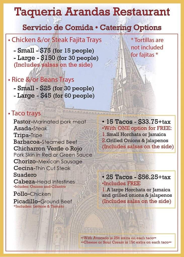 Taqueria Arandas Restaurant - Racine, WI menu_pic