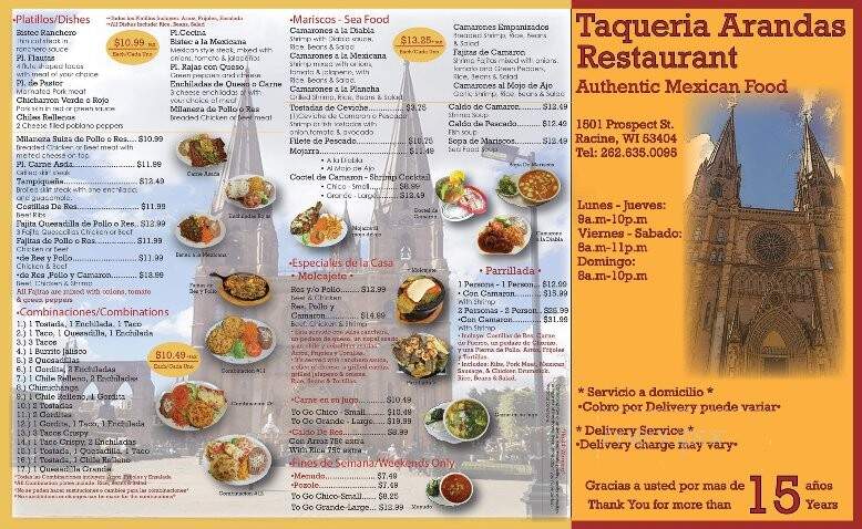 Taqueria Arandas Restaurant - Racine, WI menu_pic