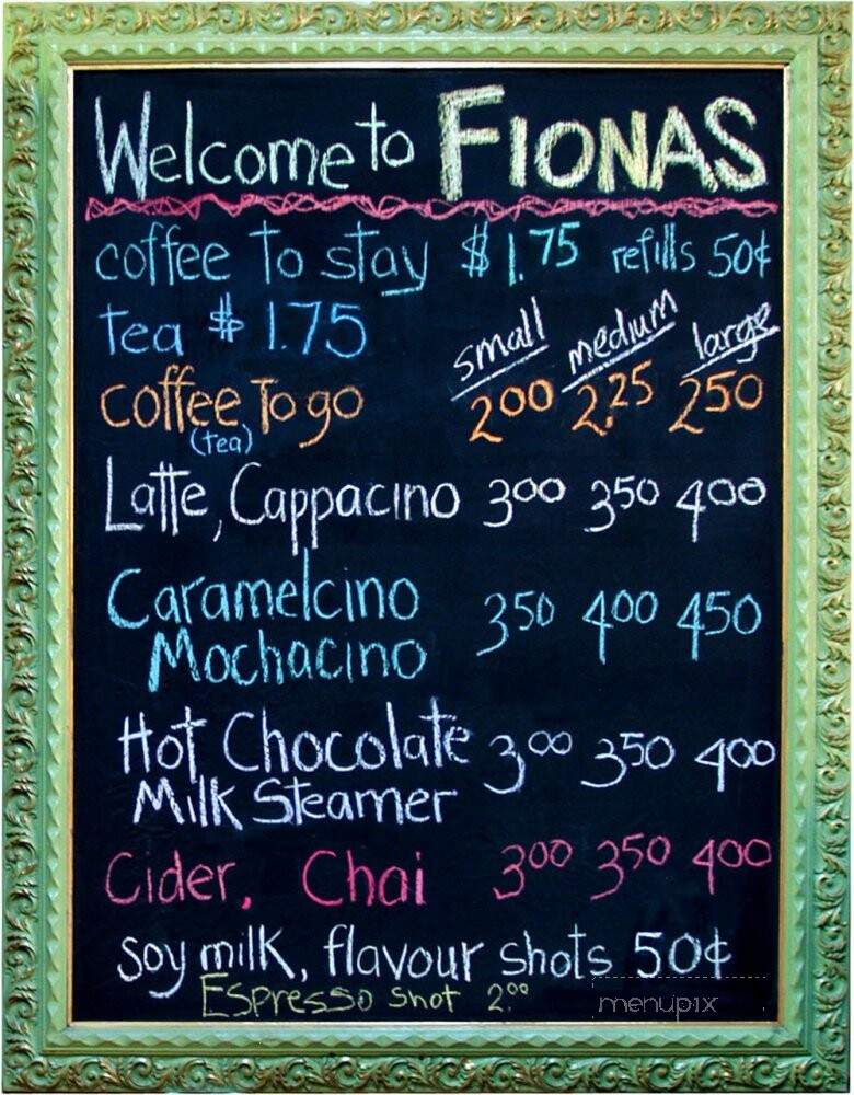 Fiona's - Camrose, AB menu_pic