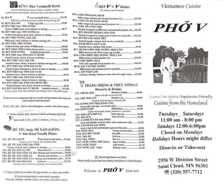 Pho V - St. Cloud, MN menu_pic