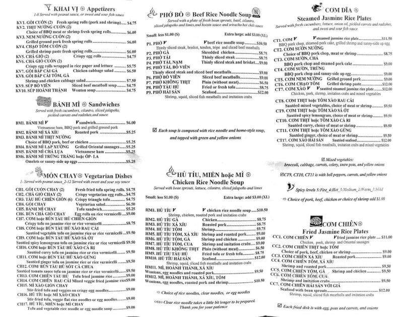 Pho V - St. Cloud, MN menu_pic