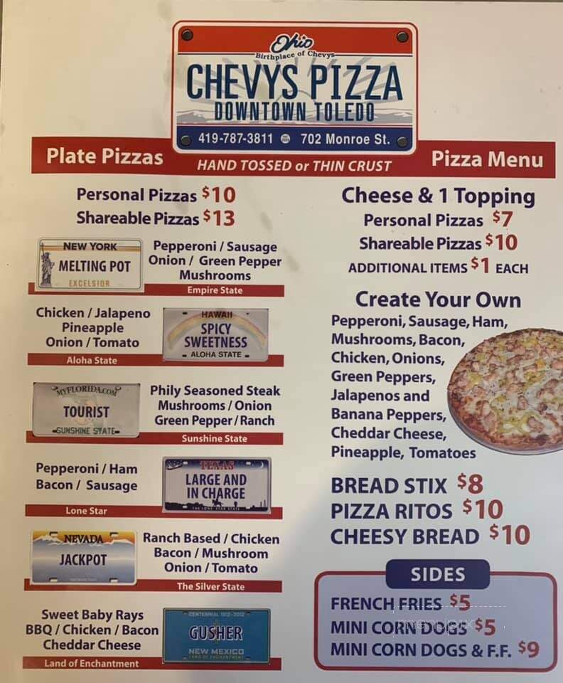 Chevy's Place - Toledo, OH menu_pic
