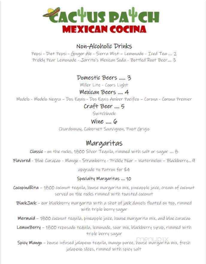 Cactus Patch - Springfield, VT menu_pic