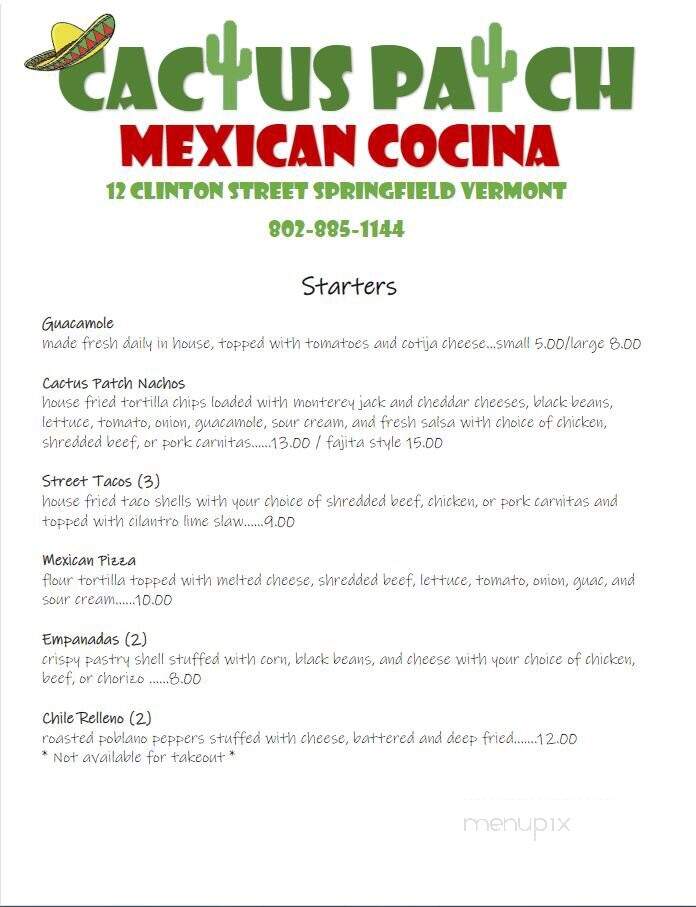 Cactus Patch - Springfield, VT menu_pic