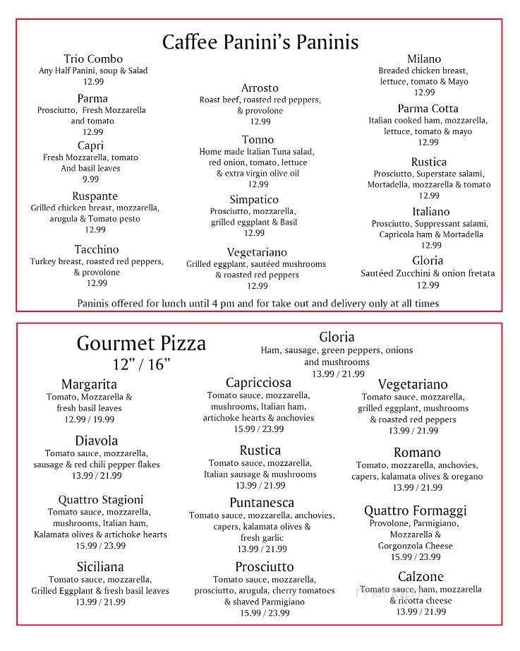 Cucina Gloria - Nokomis, FL menu_pic