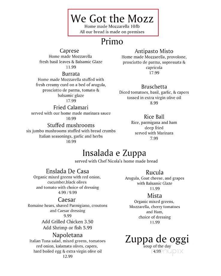 Cucina Gloria - Nokomis, FL menu_pic