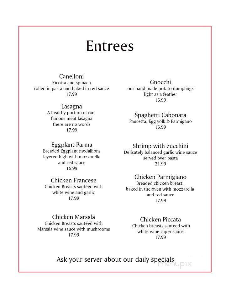 Cucina Gloria - Nokomis, FL menu_pic