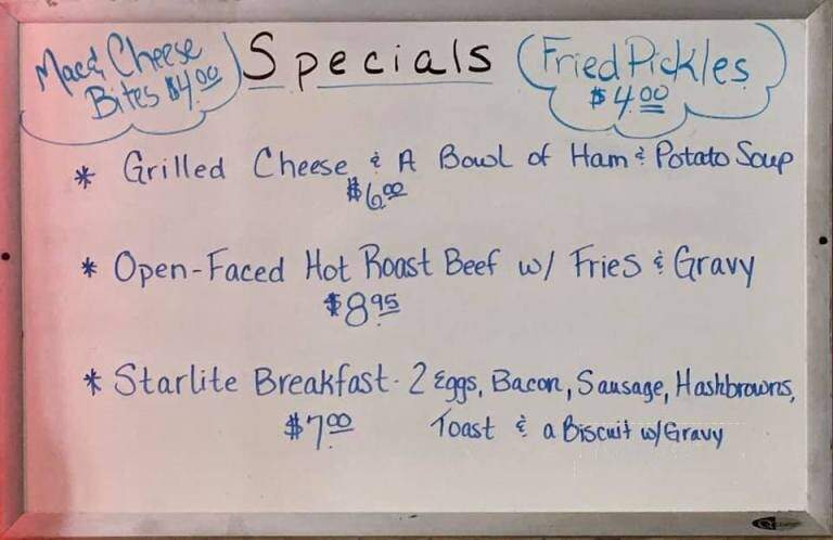 Starlite Inn - Funkstown, MD menu_pic