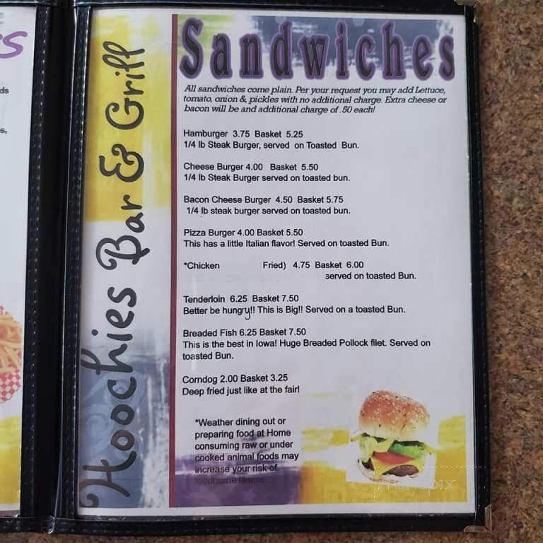 Hoochies Bar - Evansdale, IA menu_pic