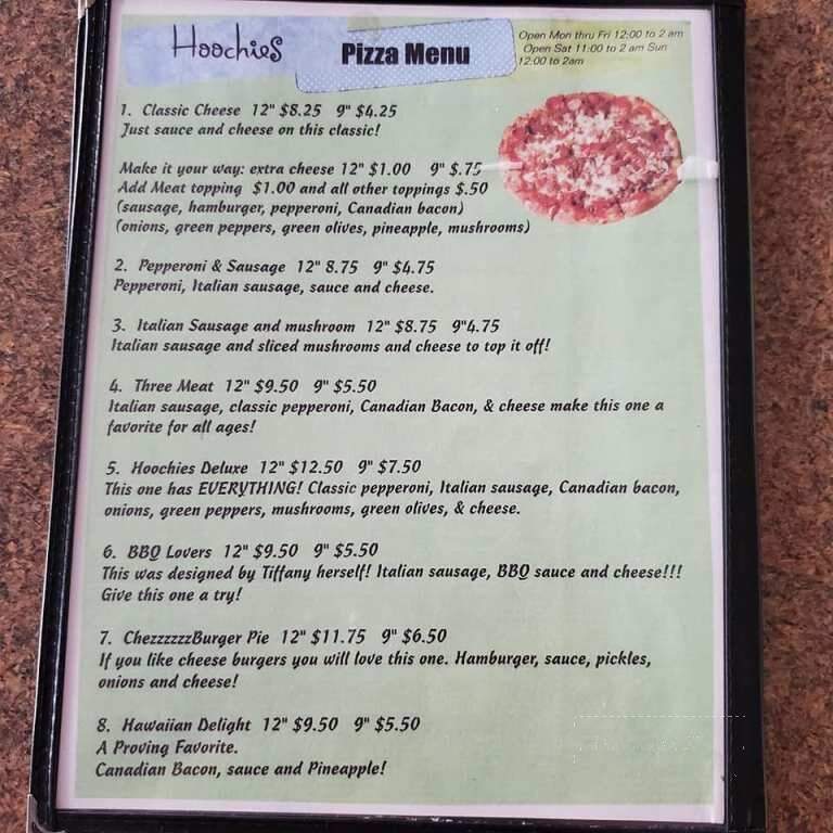 Hoochies Bar - Evansdale, IA menu_pic