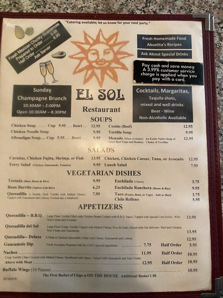 El Sol - La Crescenta, CA menu_pic