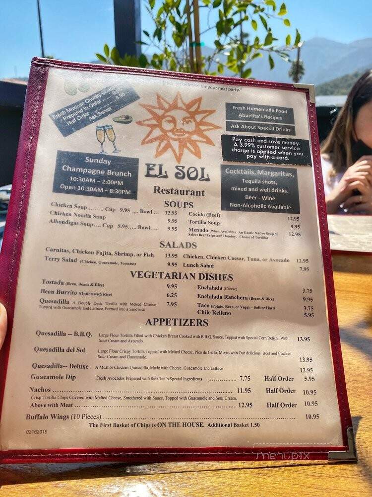 El Sol - La Crescenta, CA menu_pic