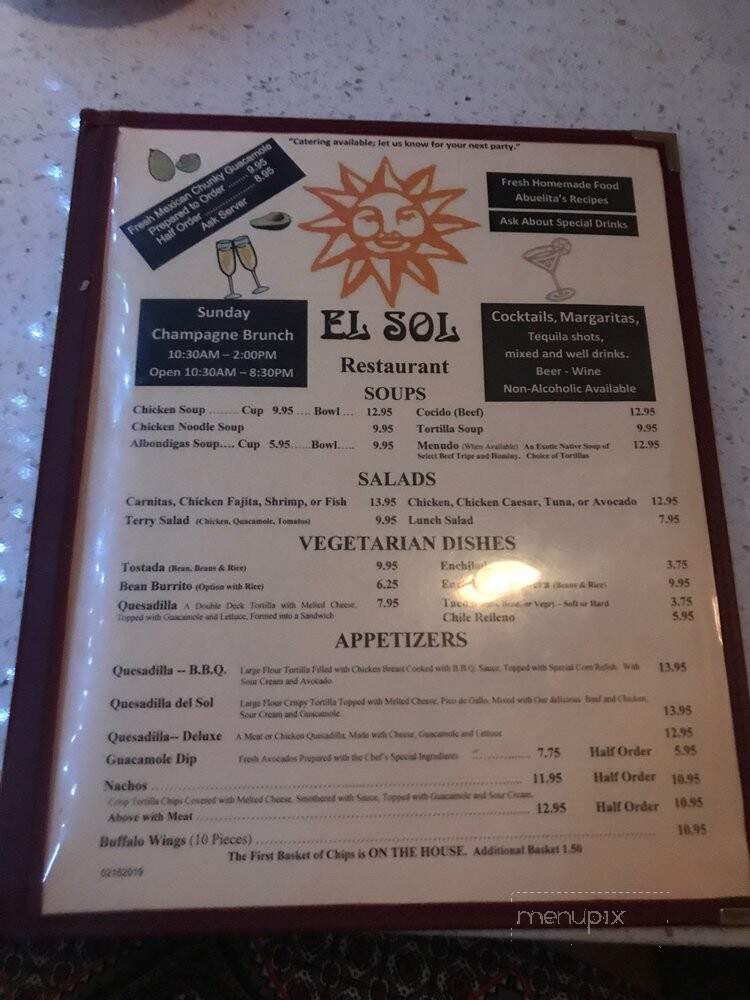 El Sol - La Crescenta, CA menu_pic