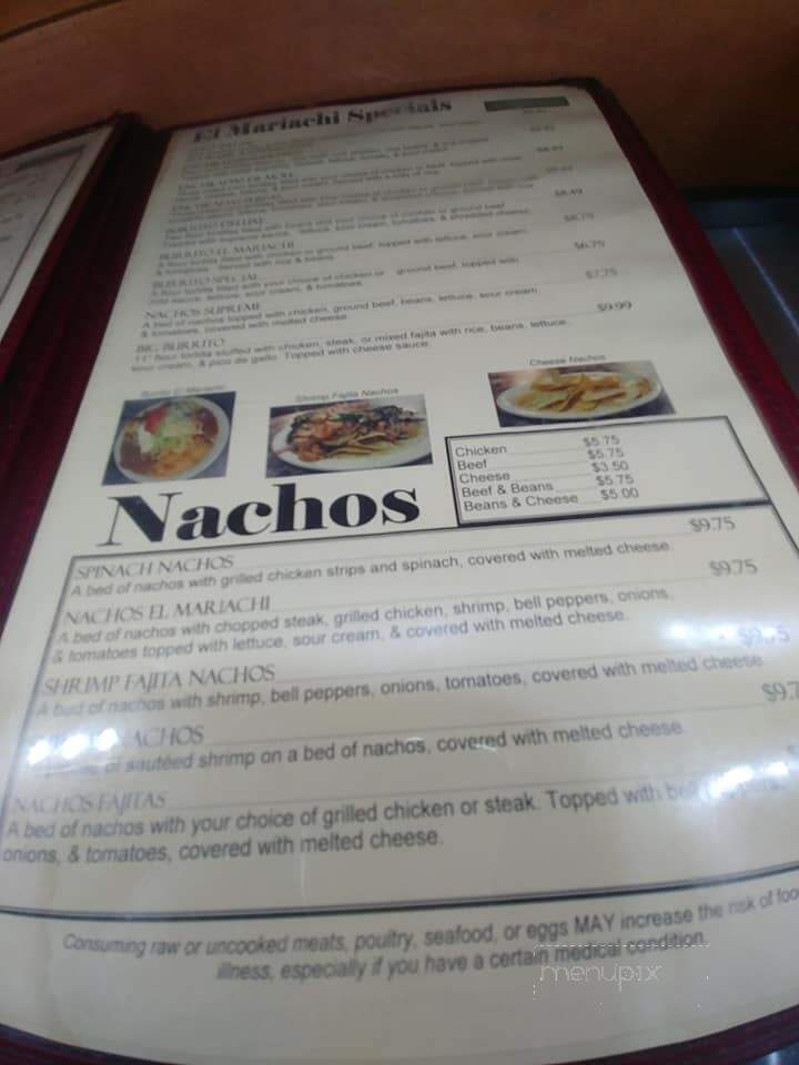 El Mariachi Mexican Restaurant - Maynardville, TN menu_pic