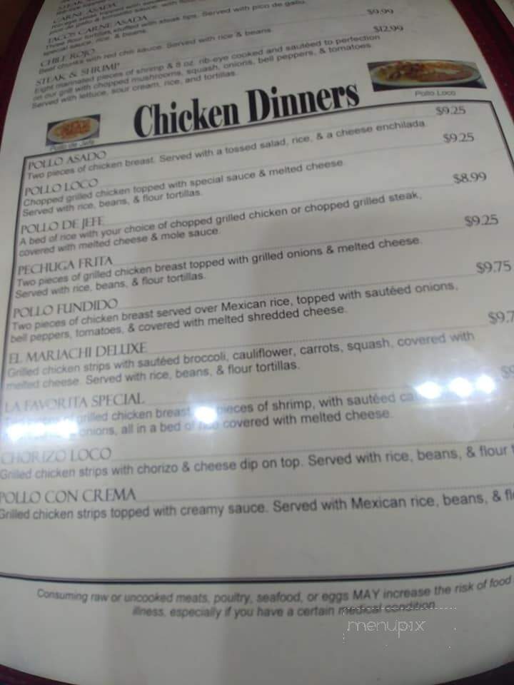 El Mariachi Mexican Restaurant - Maynardville, TN menu_pic