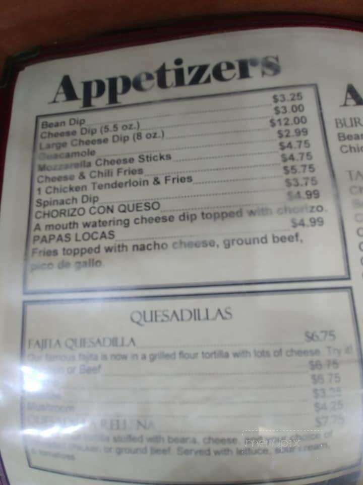 El Mariachi Mexican Restaurant - Maynardville, TN menu_pic