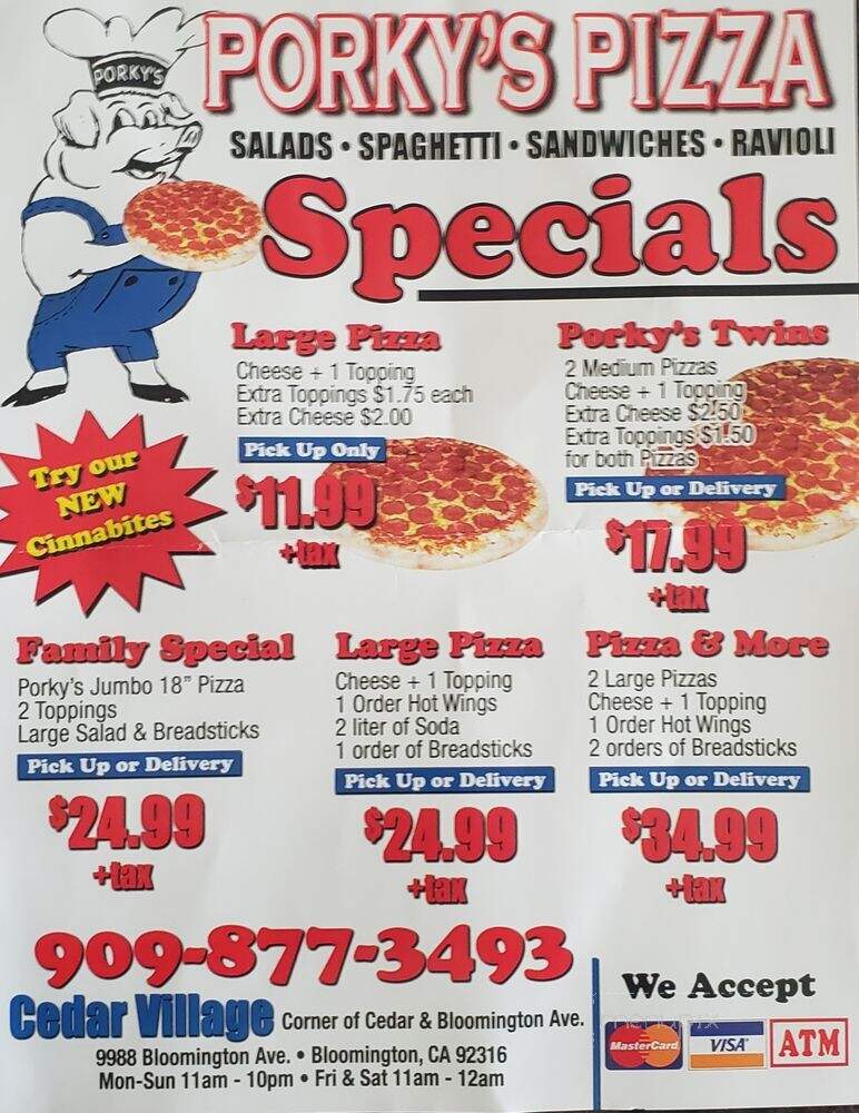 Porky's Pizza - Bloomington, CA menu_pic