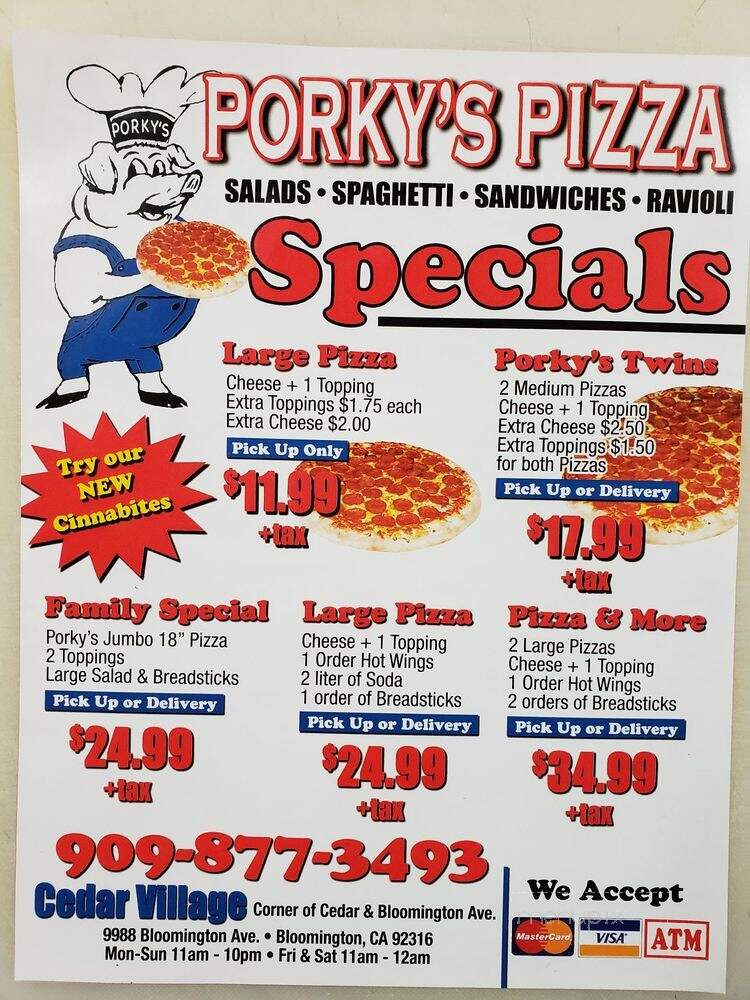 Porky's Pizza - Bloomington, CA menu_pic