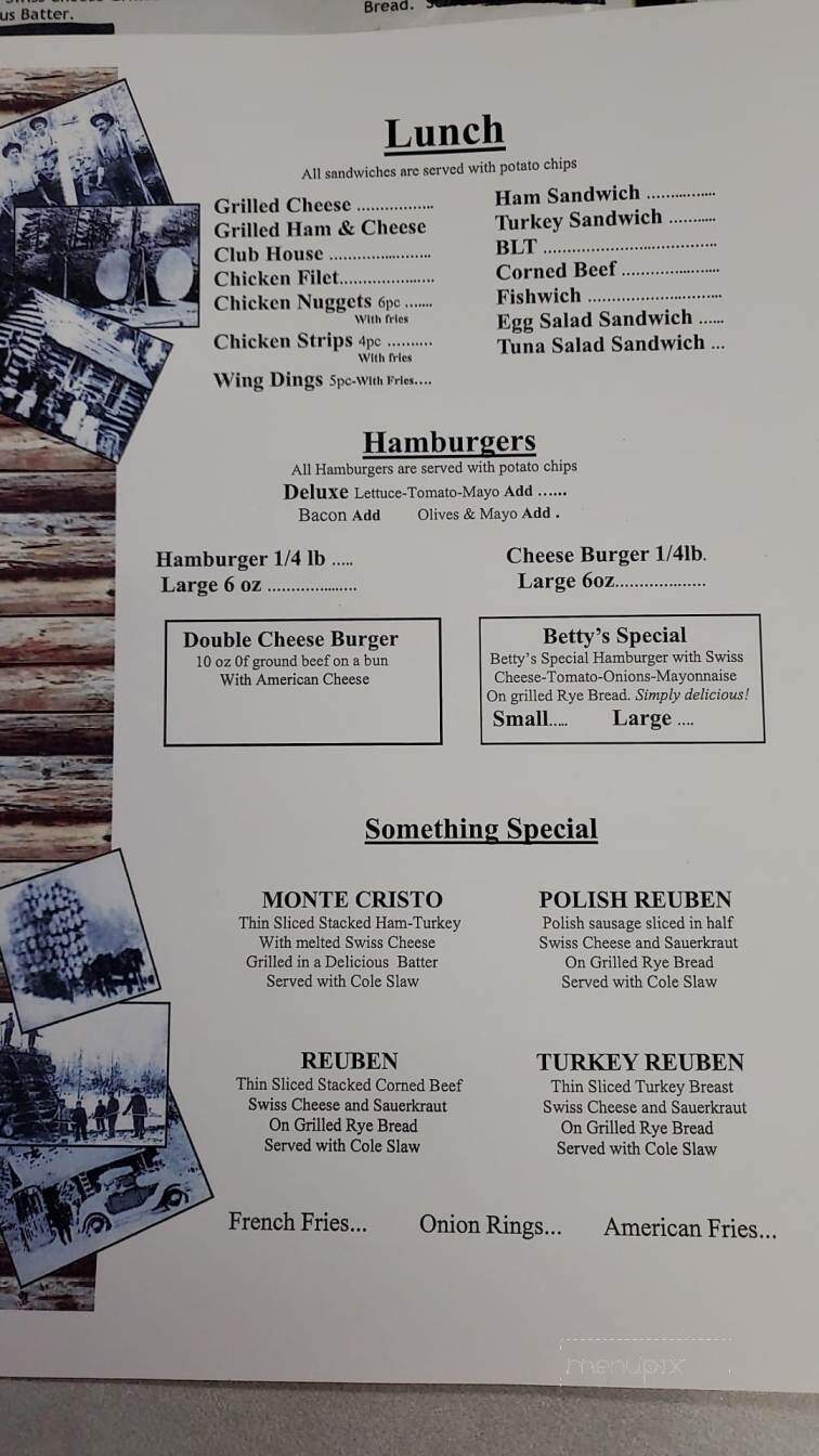 Betty's Restaurant - Boyne Falls, MI menu_pic