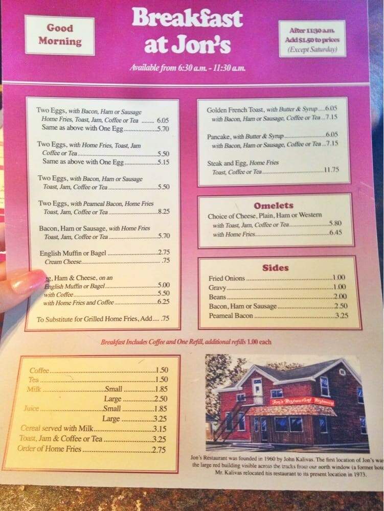 Jon's Restaurant - Brockville, ON menu_pic