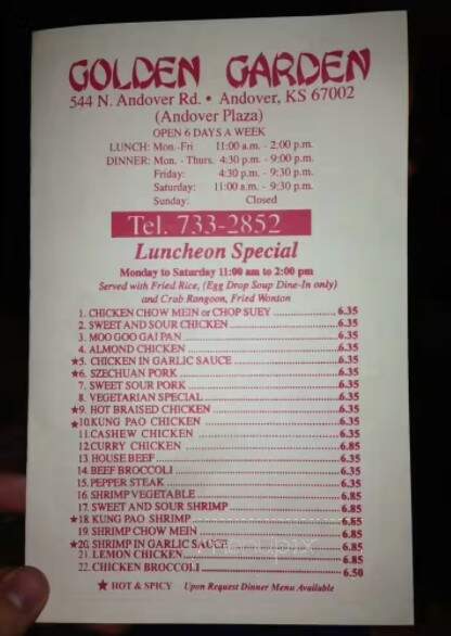 Golden Garden Restaurant - Andover, KS menu_pic