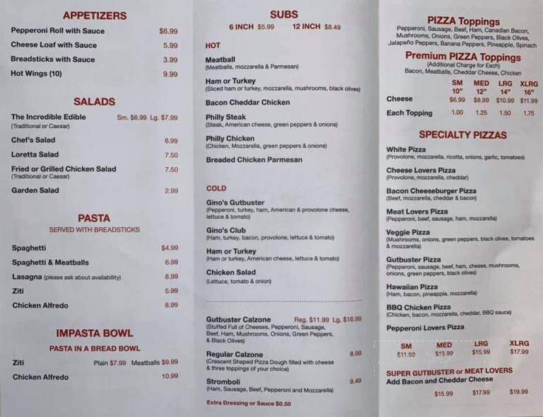Gino's Of Wingate - Wingate, NC menu_pic