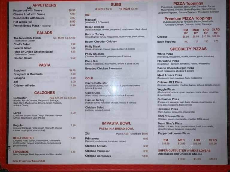 Gino's Of Wingate - Wingate, NC menu_pic