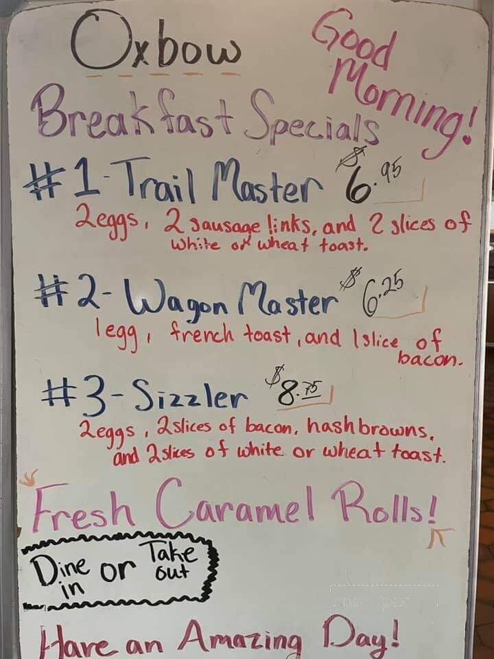 Oxbow Restaurant - De Smet, SD menu_pic