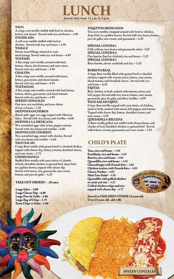 De La Paz Mexican Restaurante - White House, TN menu_pic
