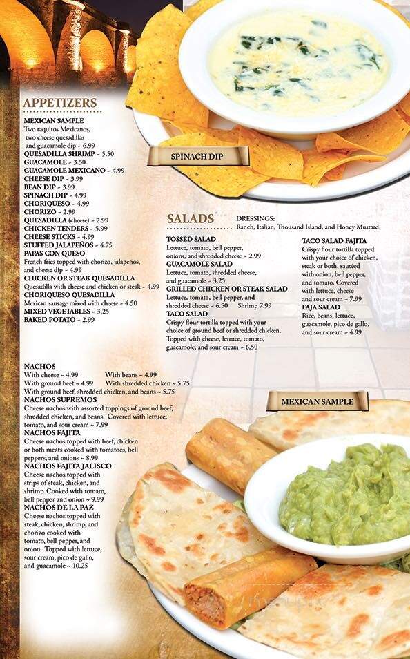 De La Paz Mexican Restaurante - White House, TN menu_pic
