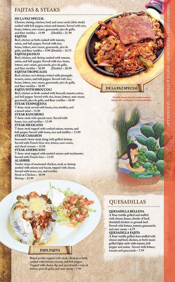 De La Paz Mexican Restaurante - White House, TN menu_pic
