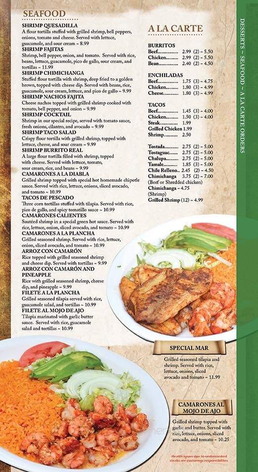 De La Paz Mexican Restaurante - White House, TN menu_pic