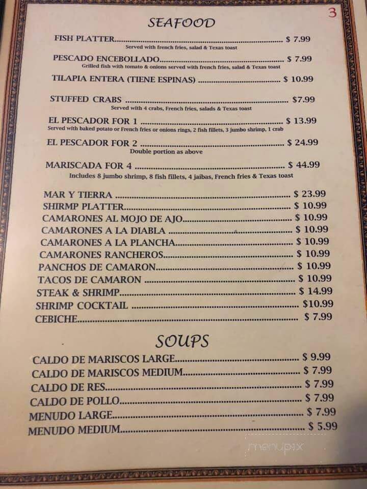 El Pescador - San Benito, TX menu_pic