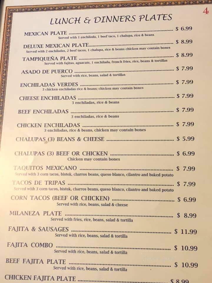 El Pescador - San Benito, TX menu_pic