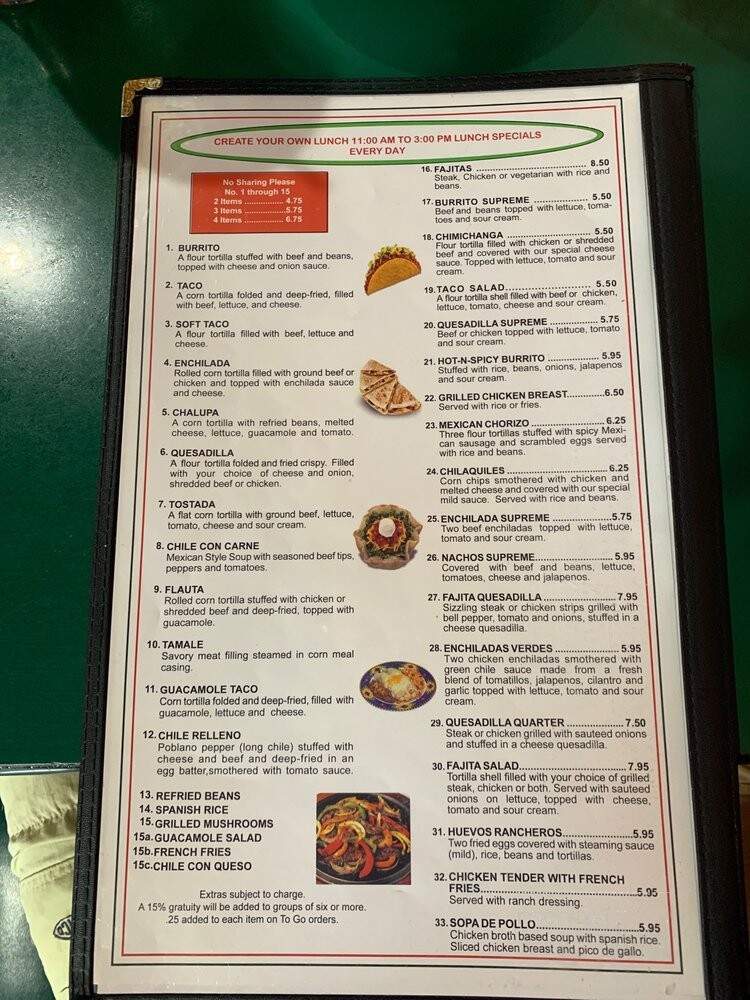 Poblanos Mexican Restaurant - Prattville, AL menu_pic