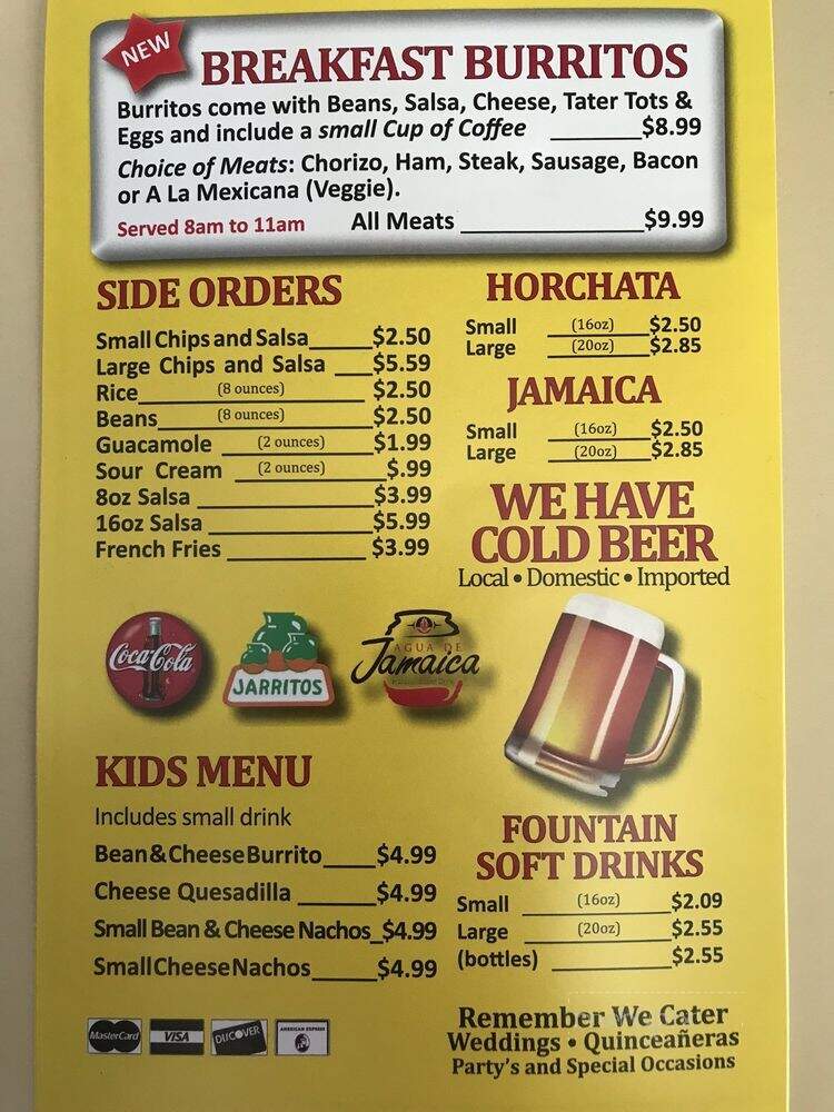 Salsa's - Mammoth Lakes, CA menu_pic