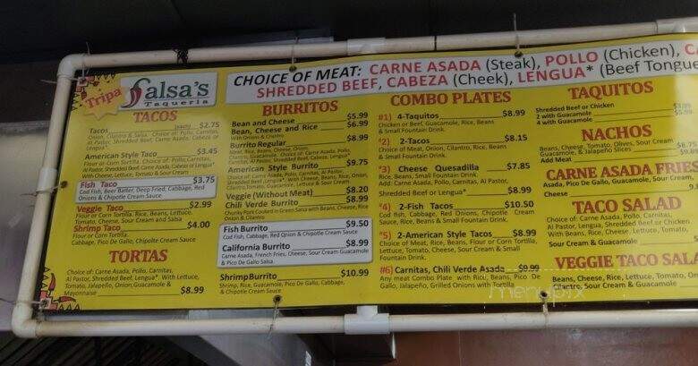 Salsa's - Mammoth Lakes, CA menu_pic