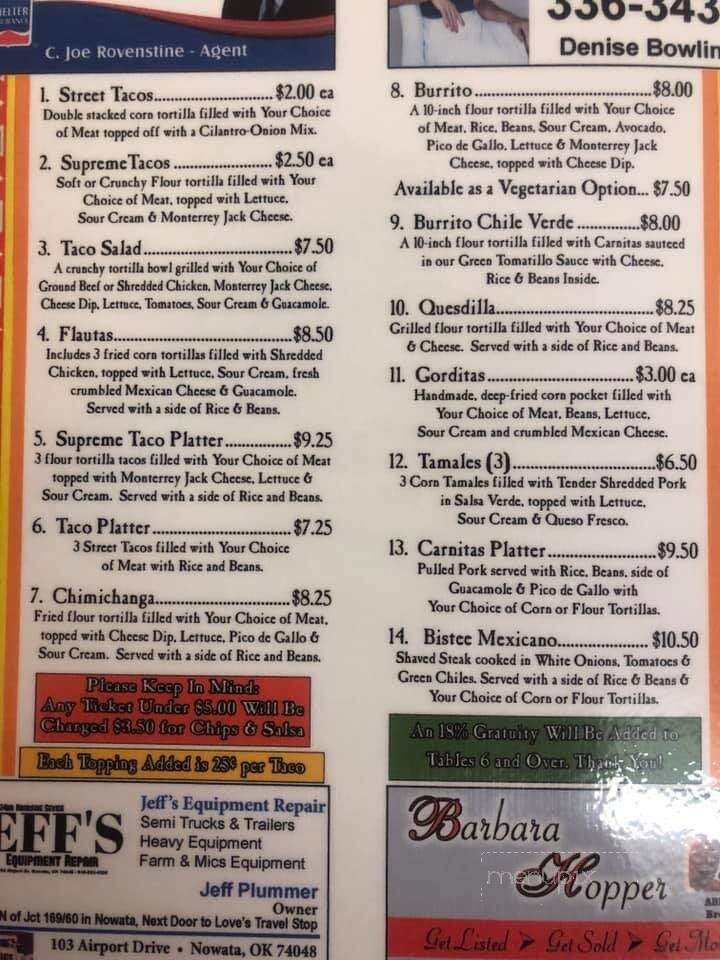 Tacos Pachitas - Bartlesville, OK menu_pic