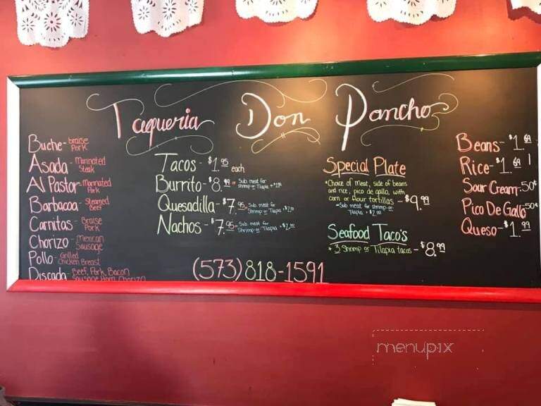 Taqueria Don Pancho - Columbia, MO menu_pic