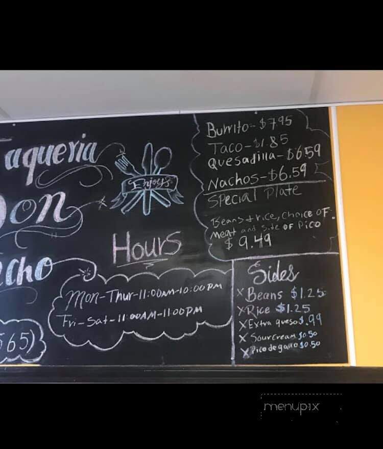 Taqueria Don Pancho - Columbia, MO menu_pic