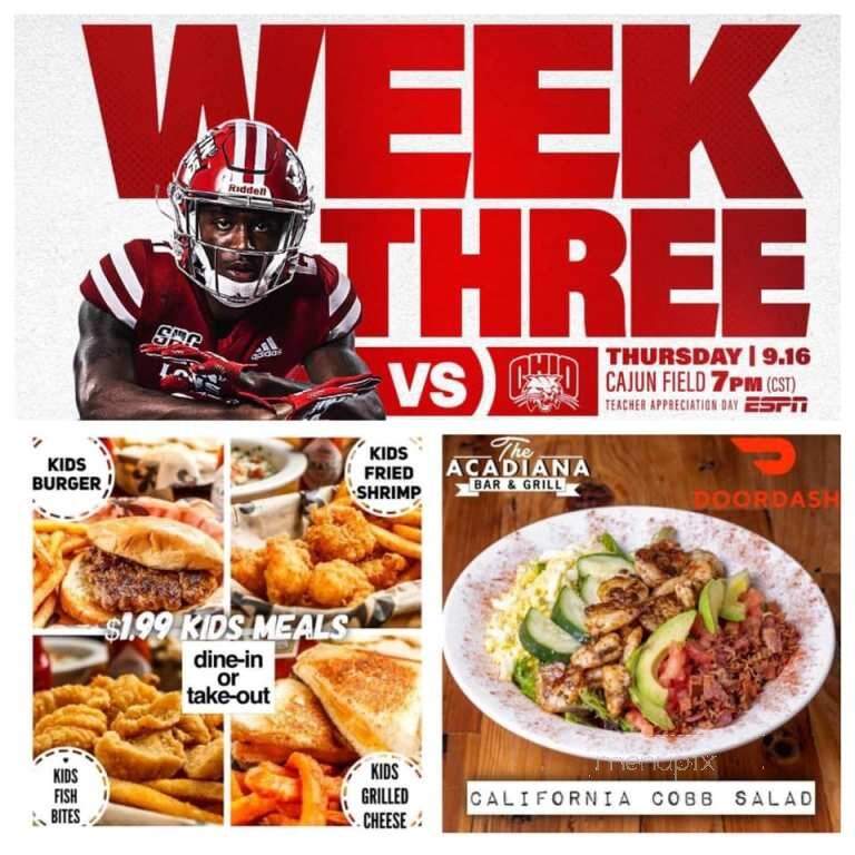 Acadiana Bar and Grill - Youngsville, LA menu_pic