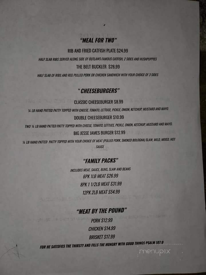 Outlaw Bar-B-Que - Atoka, TN menu_pic