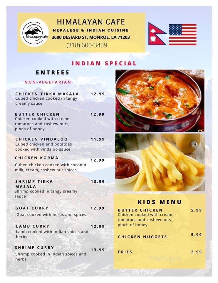 Himalayan Cafe - Monroe, LA menu_pic