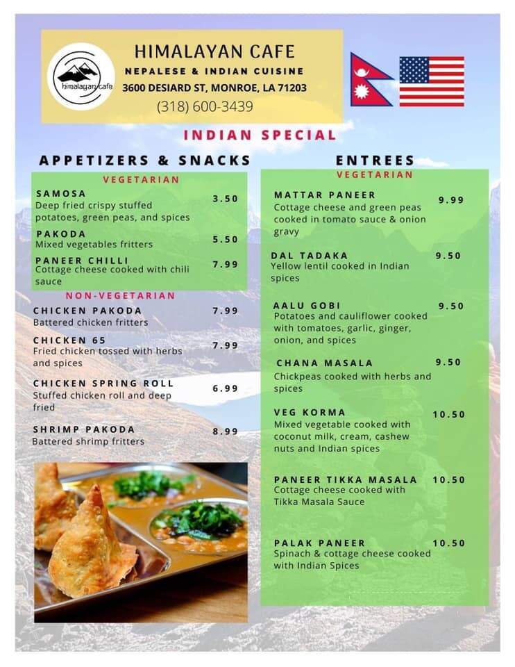Himalayan Cafe - Monroe, LA menu_pic