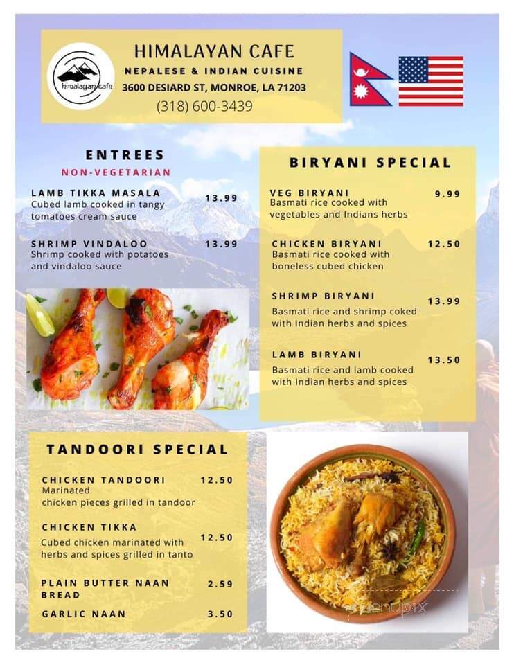 Himalayan Cafe - Monroe, LA menu_pic