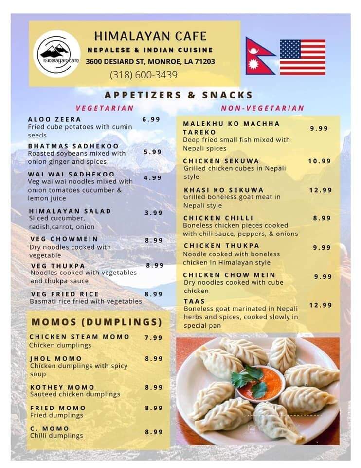 Himalayan Cafe - Monroe, LA menu_pic